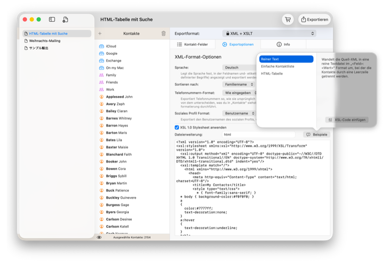 Kann eine Outlook für Mac OLM-Datei erstellen, mit der du deine Kontakte, einschließlich Kontaktbildern und
                        Kategorien, direkt in Outlook für Mac importieren kannst. OLM ist das native Austauschformat von Outlook für Mac für Kalenderdaten und Kontakte.