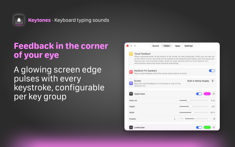 Keytones — Visual Feedback controls