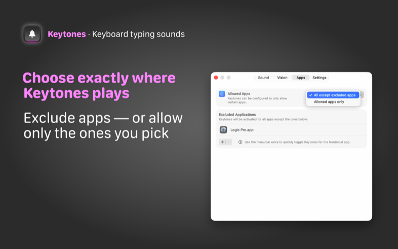 Keytones — Per-app control