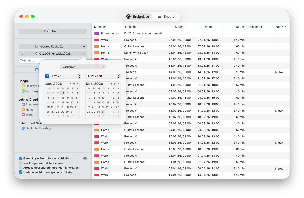 Export Calendars Pro Screenshot 1
