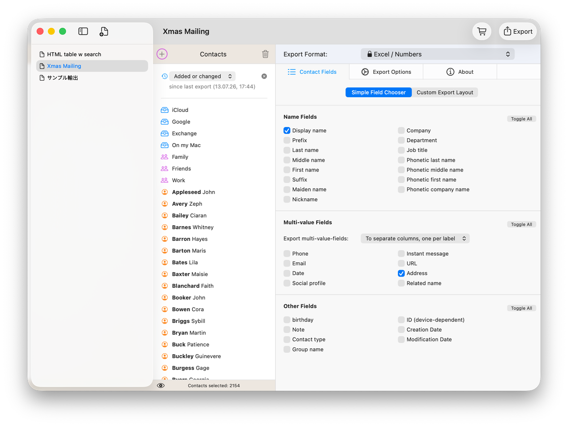 Exporter for Contacts 2 screenshot 1