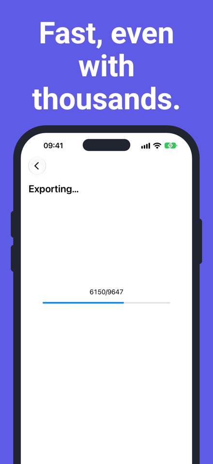 Export Contacts for iOS: Fast, even with thousands.