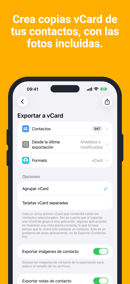 Crea copias vCard de tus contactos, con las fotos incluidas.