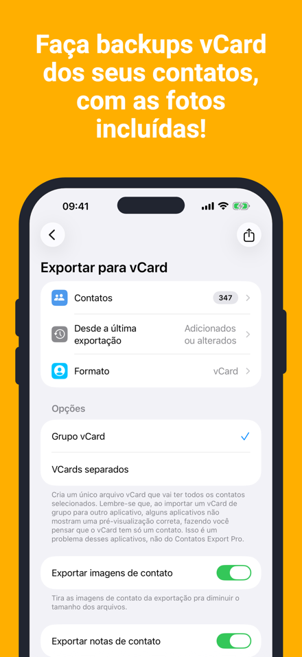 Faça backups vCard dos seus contatos, com as fotos incluídas!